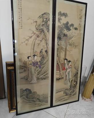 x2 Tele quadro acquerello Cina 113x37cm