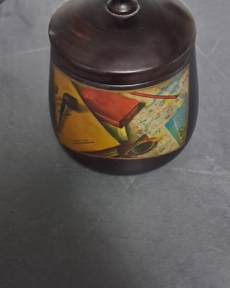 Antico umidificatore per pipa in legno vintage 