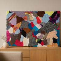 Quadro patchwork tessuti colorati 100x70 cm