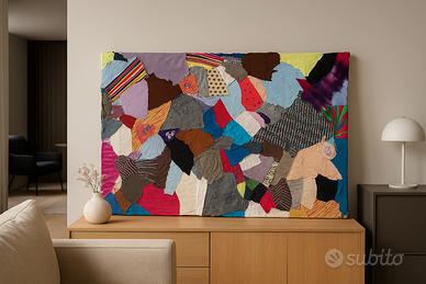 Quadro patchwork tessuti colorati 100x70 cm
