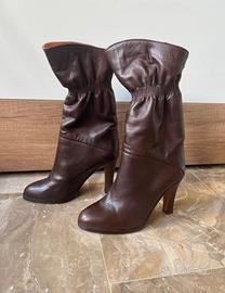 Stivali donna pelle caffè n. 36 gamba stretta