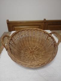 Cesto Vimini Artigianale Vintage Diametro 40 Cm 