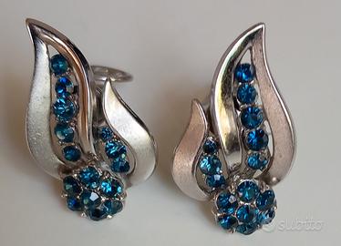 Orecchini TRIFARI Crown Silvertone vintage 