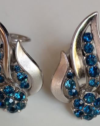 Orecchini TRIFARI Crown Silvertone vintage 