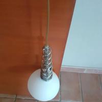 set 2 lampade a sospensione acciaio e vetro satina