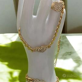 Set 3 pezzi cuore dorato – Collana, bracciale