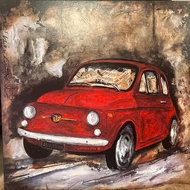 Quadro artigianale Fiat 500 Abarth rossa