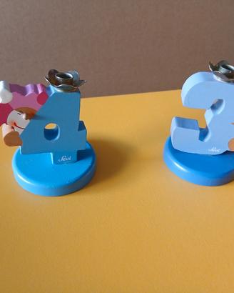 candeline di compleanno in legno