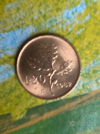 moneta rara Lire 20 anno 1982