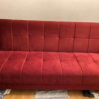 DIVANO LETTO 3 POSTI ROSSO BORDO'
