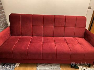 DIVANO LETTO 3 POSTI ROSSO BORDO'