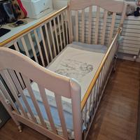 Culla/lettino Melody sbiancato PALI + materasso