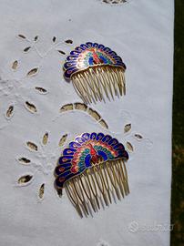 Pettini per capelli con smalti a fuoco. Coppia