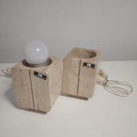 2 lampade da tavolo cerri nestore travertino 70s