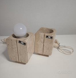 2 lampade da tavolo cerri nestore travertino 70s