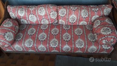 Divano ottomana vintage in legno