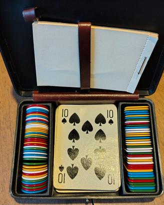 KIT DA VIAGGIO in pelle VINTAGE poker anni 70 80