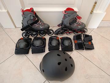 Kit completo pattini in linea 32-35 e protezioni