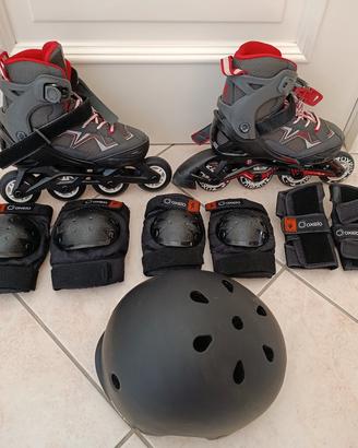 Kit completo pattini in linea 32-35 e protezioni