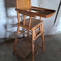 Seggiolone per bambino in legno anni '70 vintage