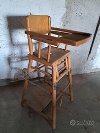 Seggiolone per bambino in legno anni '70 vintage