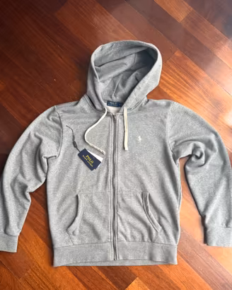 Felpa Polo Ralph Lauren grigia con zip e cappuccio