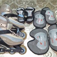 Pattini in linea n°41 + set completo di protezioni