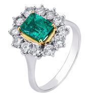 ANELLO CERTIFICATO ORO 18kt. DIAMANTI E SMERALDO