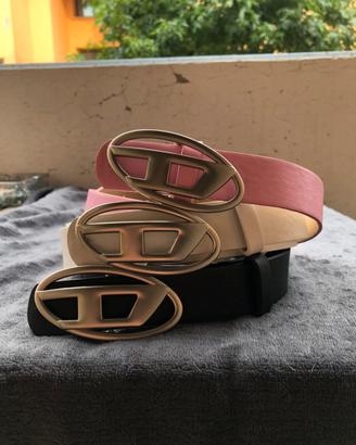 Set 3 cinture diesel, nera bianca rosa