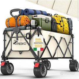TRESKO Carrello pieghevole da 215 L