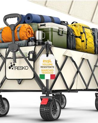 TRESKO Carrello pieghevole da 215 L