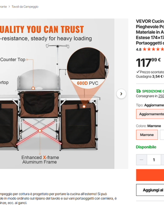 Cucina piehevole da campeggio