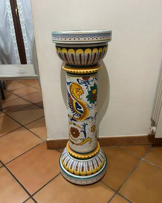 Colonna Porta-Vaso Maiolica Veschini Vintage