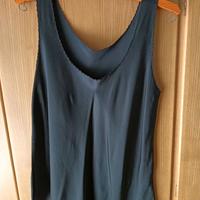 Top in pura seta nero