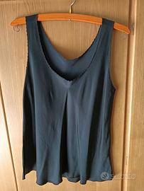 Top in pura seta nero