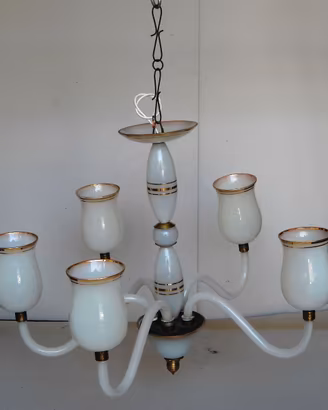 Lampadario a 5 luci vintage Murano 