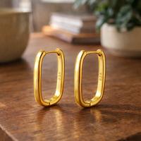 Orecchini quadrati, argento 925 oro 14 K 24 mm