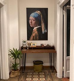 Scrivania stile nordico-industrial, vano passacavi