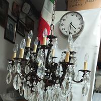 lampadario   in bronzo e cristallo di Boemia