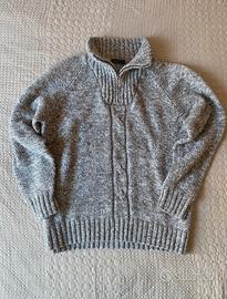 Maglione skelton grigio con zip e treccia Taglia L