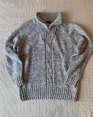 Maglione skelton grigio con zip e treccia Taglia L