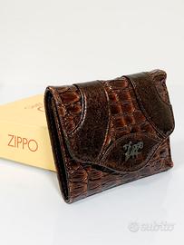 Vintage Zippo Portafoglio in Pelle Carte Documenti