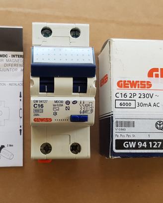 interuttore bipolare GW C16A 0,03A 6000