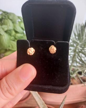 Orecchini anni 90 motivo rosa, 18 kt