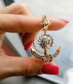 Spilla ancora ⚓ con cristalli e strass