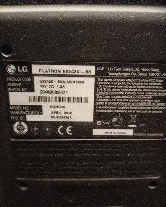 monitor LG  flatron e2242c 60hrz 