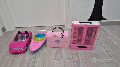Motoscafo, auto, borsa, guardaroba Barbie