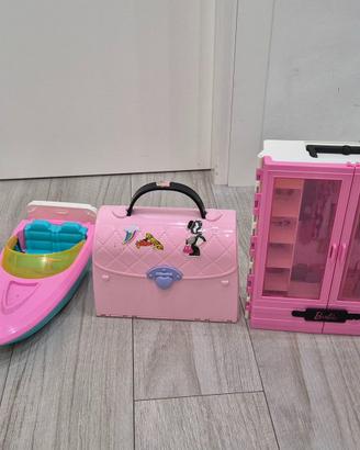 Motoscafo, auto, borsa, guardaroba Barbie