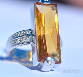 Stupendo Anello oro 750 con un raro quarzo giallo