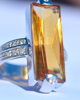 Stupendo Anello oro 750 con un raro quarzo giallo